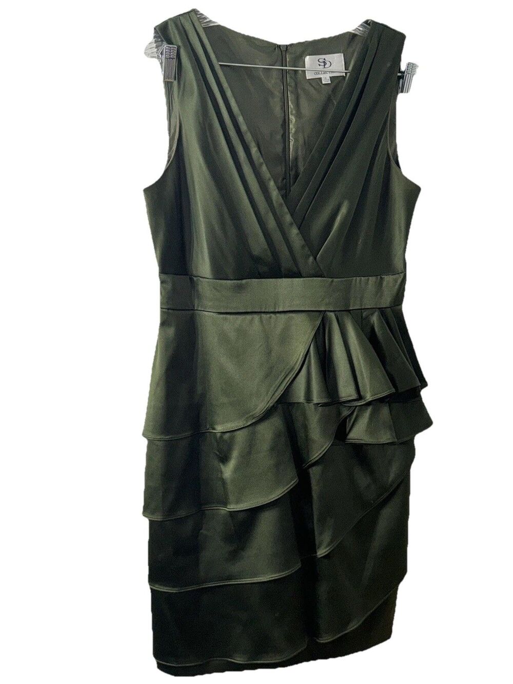 SD Collection Sz 12 Sage Green Satin Multi Layer Dress